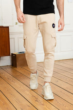 Beige cargo style jogging pants - Image n°1