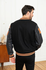 Schott's varsity teddy: wool meets cowhide leather in a timeless cut. - Image n°6