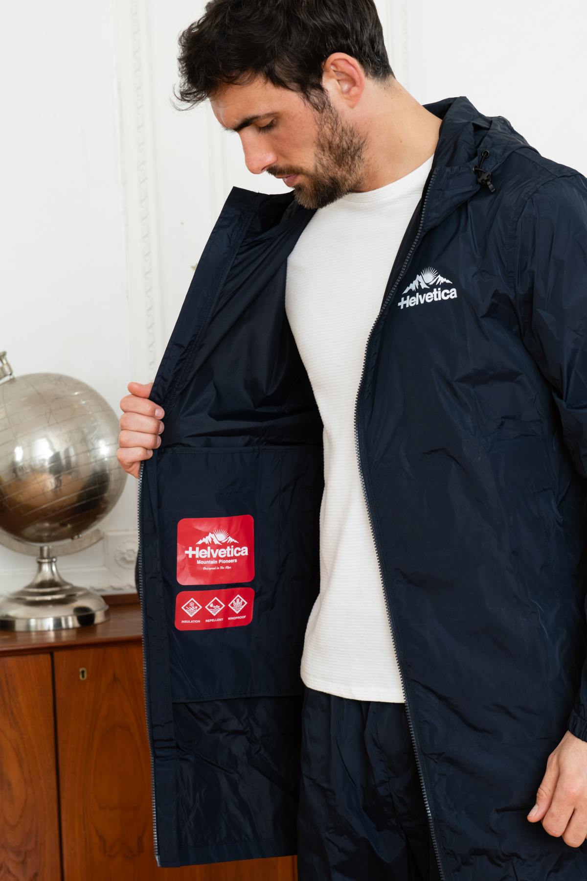 Long navy blue raincoat - Image n°5