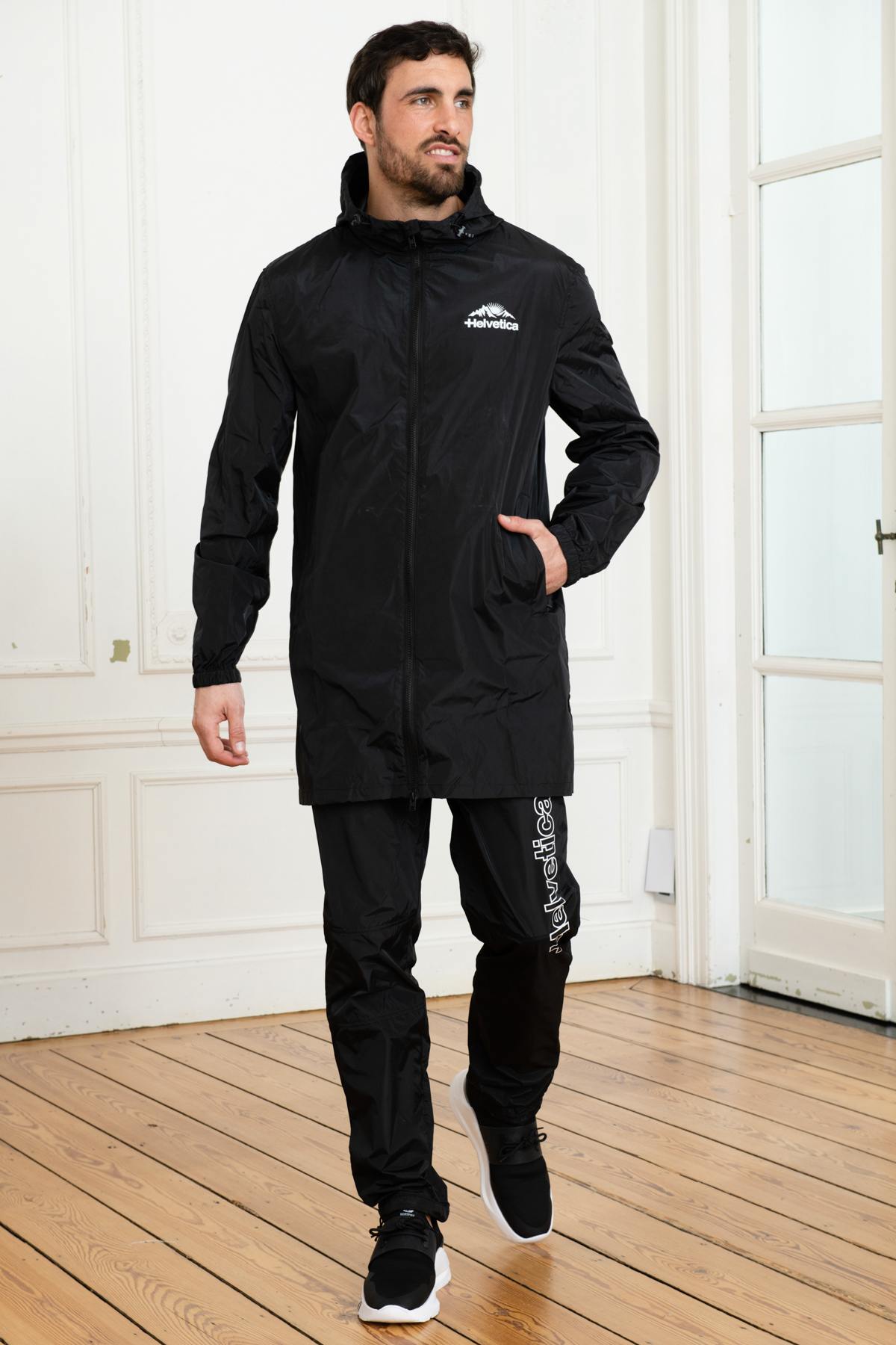 Long black windbreaker jacket - Image n°2