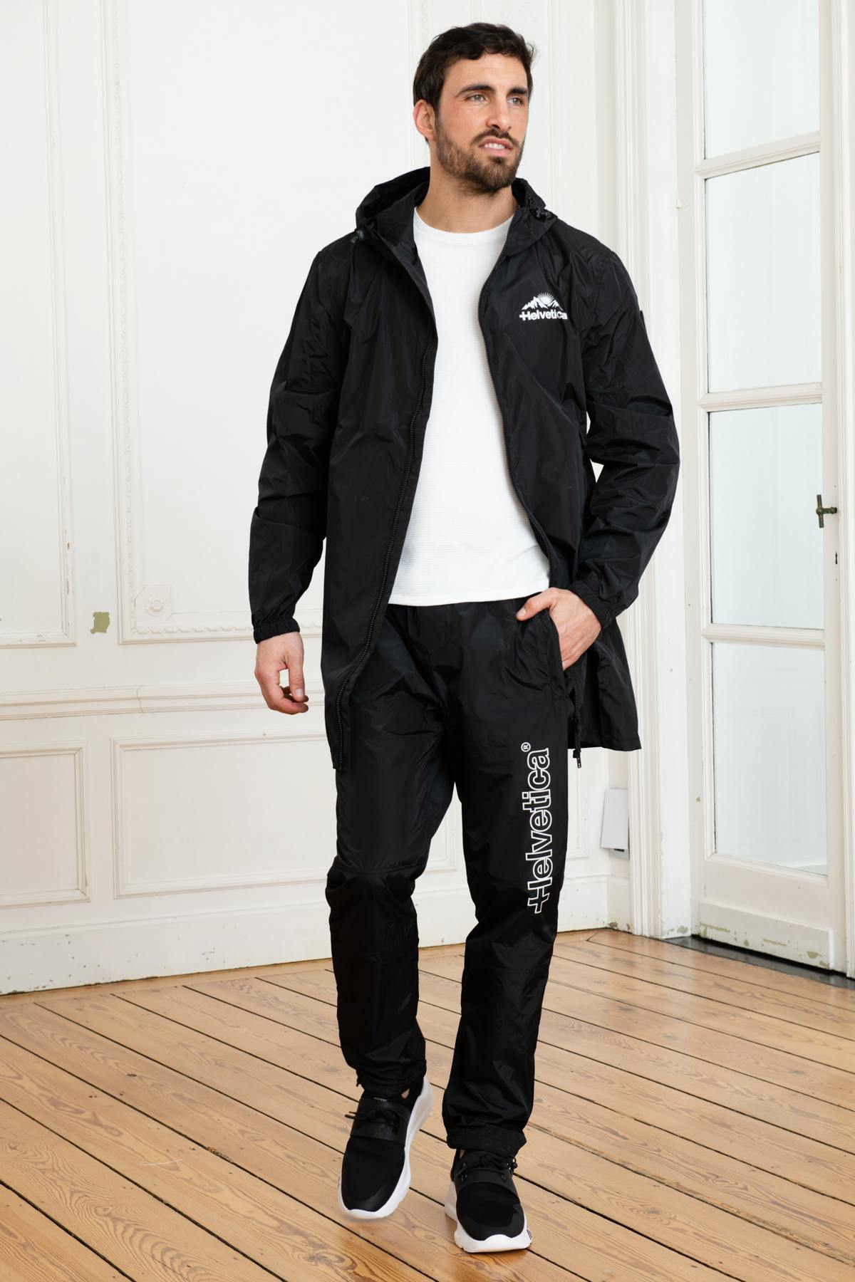 Long black windbreaker jacket - Image n°4