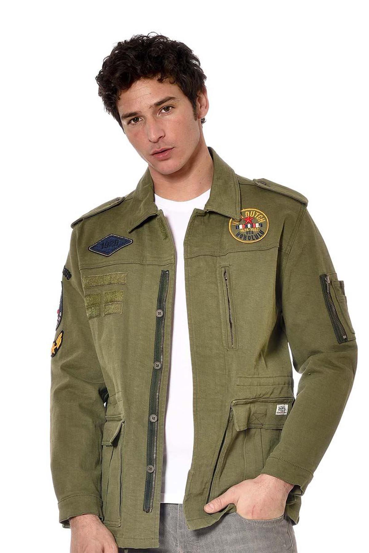 Men's khaki military jacket - Image n°1