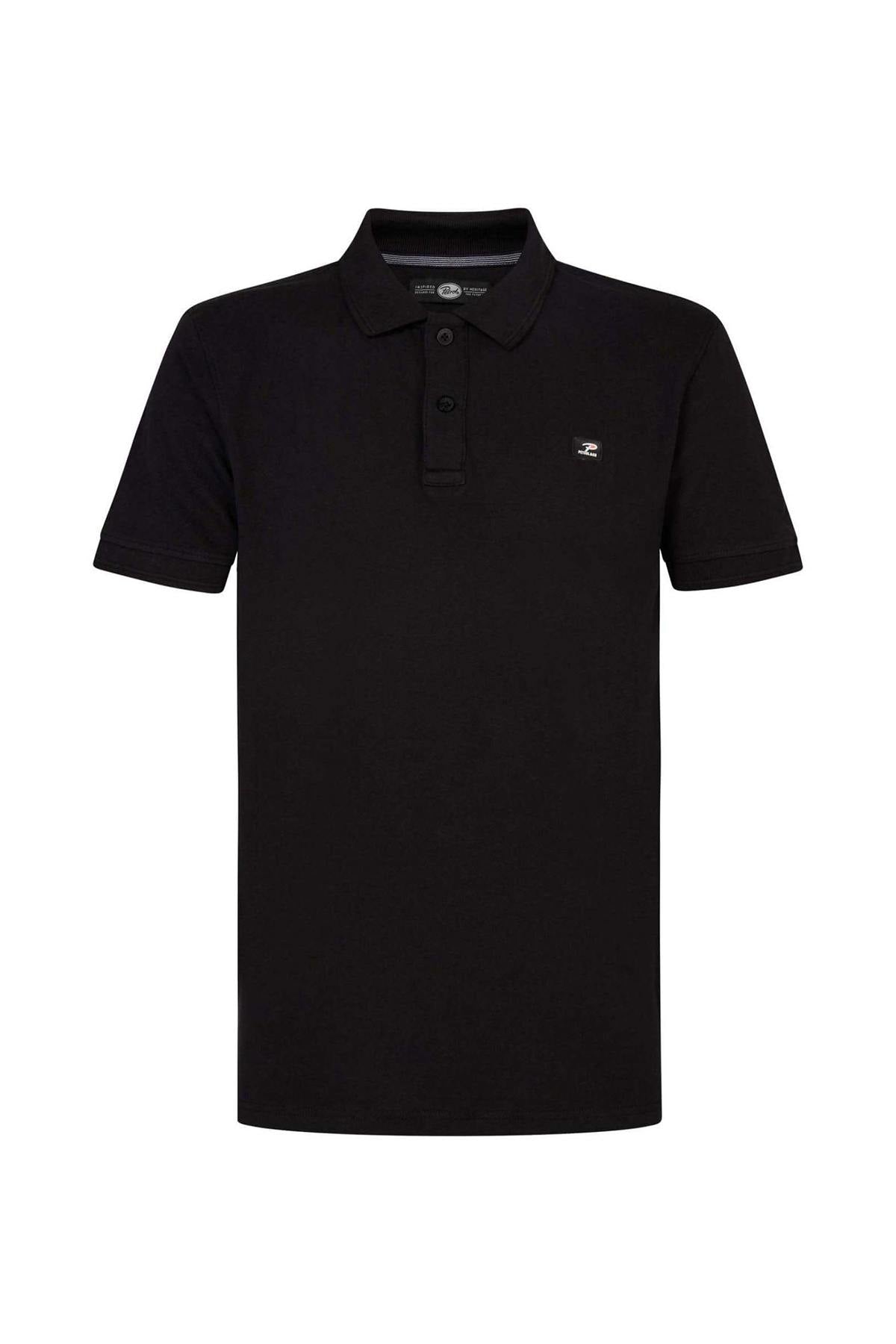 Men's plain black polo shirt - Image n°2