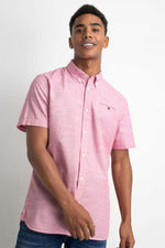 Heather red short-sleeved shirt - Image n°4