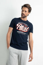 Men's navy blue round-neck t-shirt - Image n°1