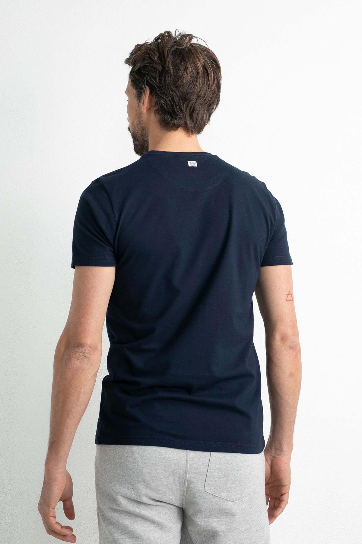 Men's navy blue round-neck t-shirt - Image n°4