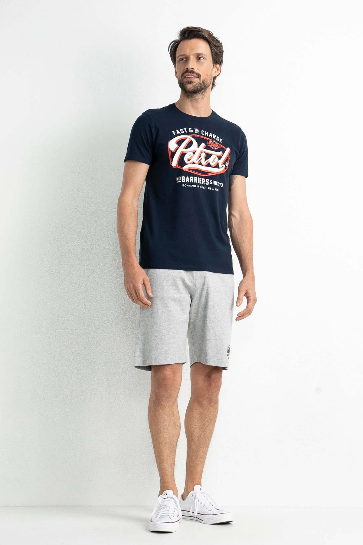 Men's navy blue round-neck t-shirt - Image n°3