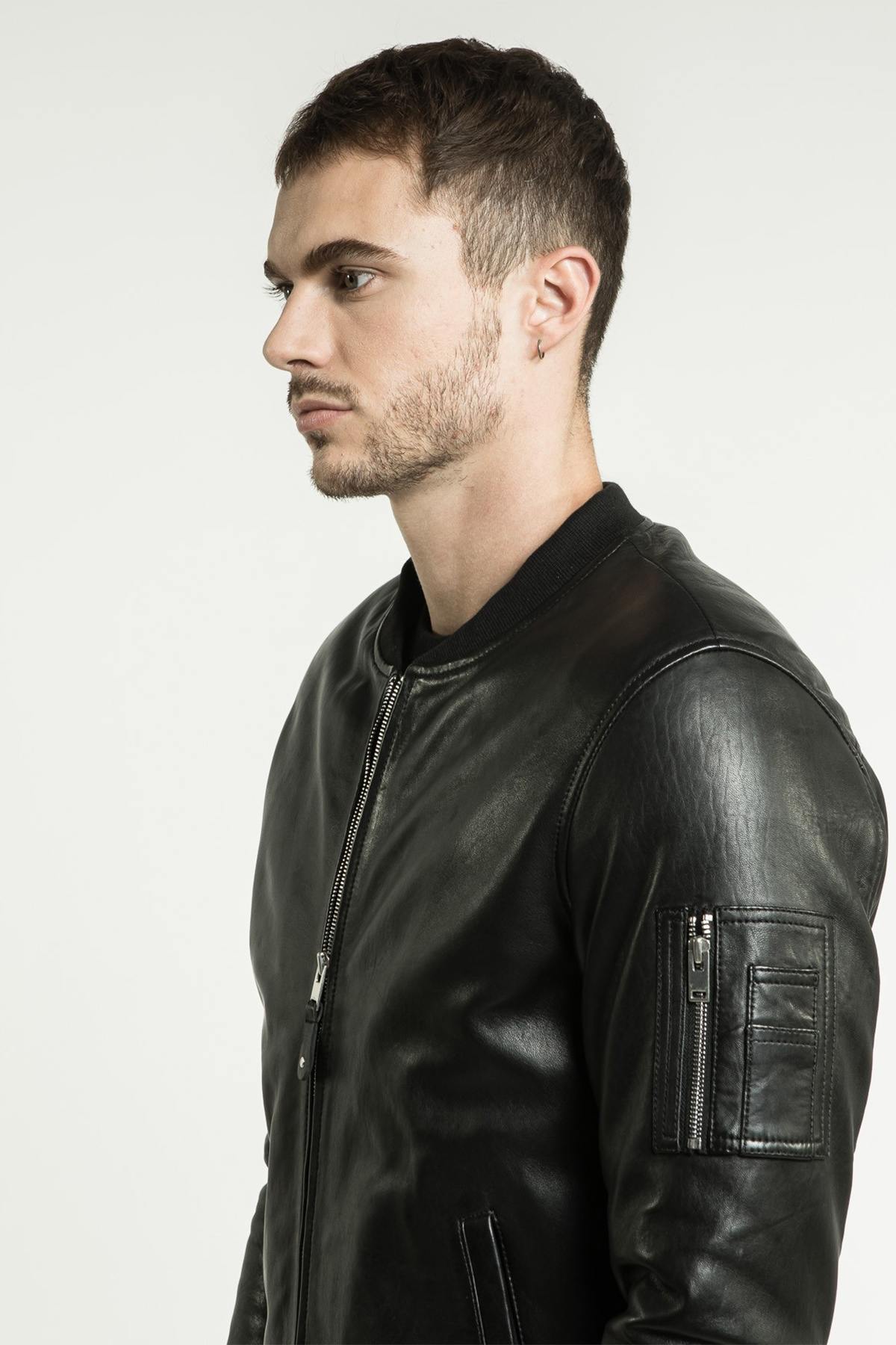 Black leather bomber - Image n°4