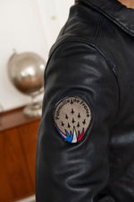 French aviator-inspired navy sheepskin jacket with a patinated finish. - Image n°7