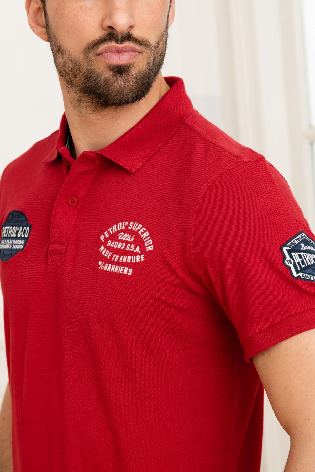 Men's red polo shirt with embroidery - Image n°5