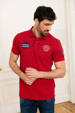 Men's red polo shirt with embroidery - Image n°4