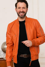 Redskins' Patrouille de France bomber in vivid orange lambskin. - Image n°5