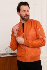 Redskins' Patrouille de France bomber in vivid orange lambskin. - Image n°1