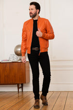 Redskins' Patrouille de France bomber in vivid orange lambskin. - Image n°2