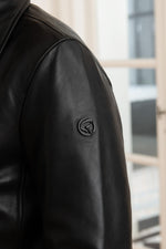 Glossy lambskin biker jacket with adjustable fit for timeless edge. - Image n°8