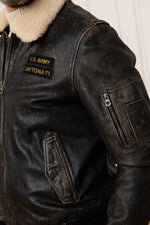 Cowhide jacket: washed finish, shearling collar, aviator-inspired. - Image n°7