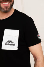 Black t-shirt with white chest pocket - Image n°4