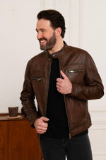 Mocha sheepskin jacket, iridescent and lightweight for mid-season. - Image n°8