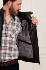 Sheep leather jacket in black, regular fit. Biker collar, urban style. - Image n°4