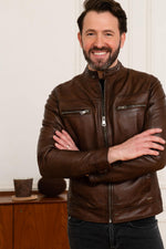 Mocha sheepskin jacket, iridescent and lightweight for mid-season. - Image n°3