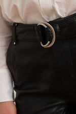 Sheepskin leather mini shorts with belt - Image n°5