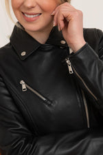 Slim-fit lambskin jacket by Redskins, biker-inspired and feminine. - Image n°6