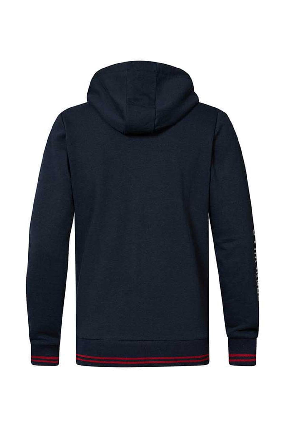 Navy blue zipped jacket with hood - Image n°6