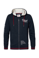 Navy blue zipped jacket with hood - Image n°5