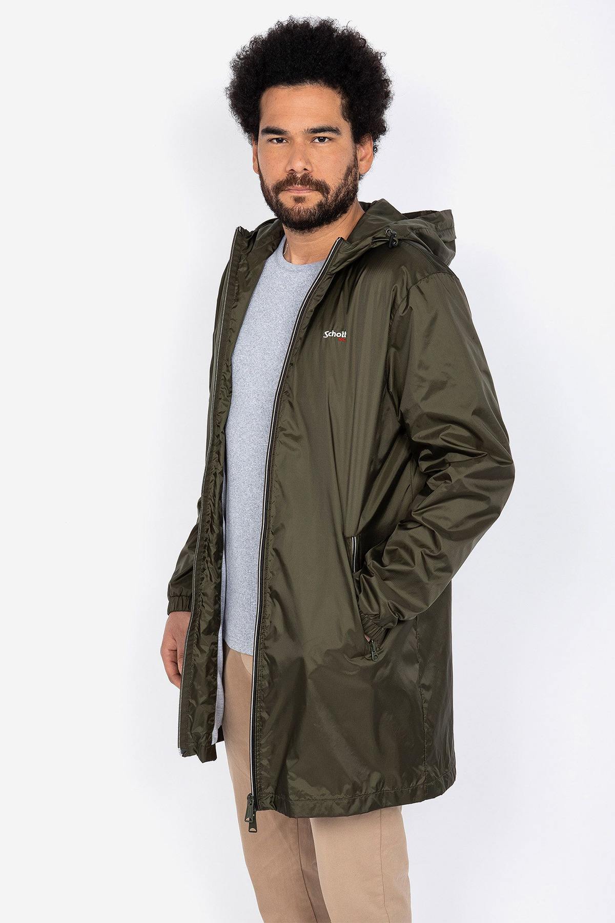 Long khaki windbreaker coat - Image n°3