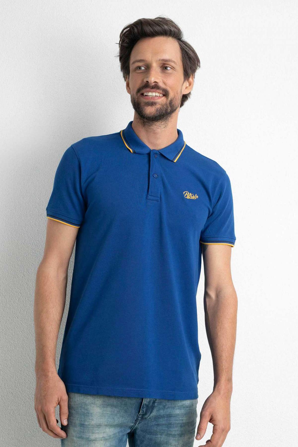 Royal blue men's polo shirt - Image n°1