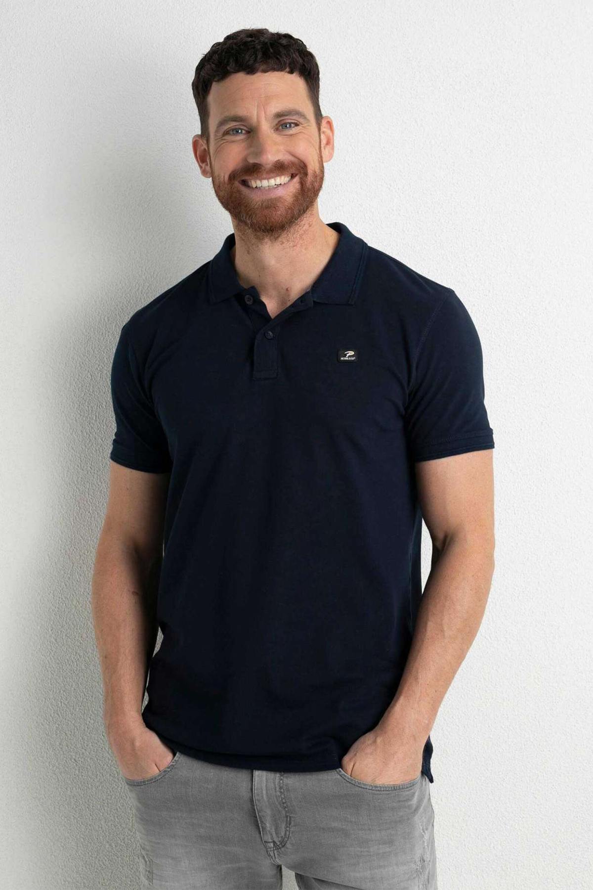 Men's navy blue polo shirt - Image n°1
