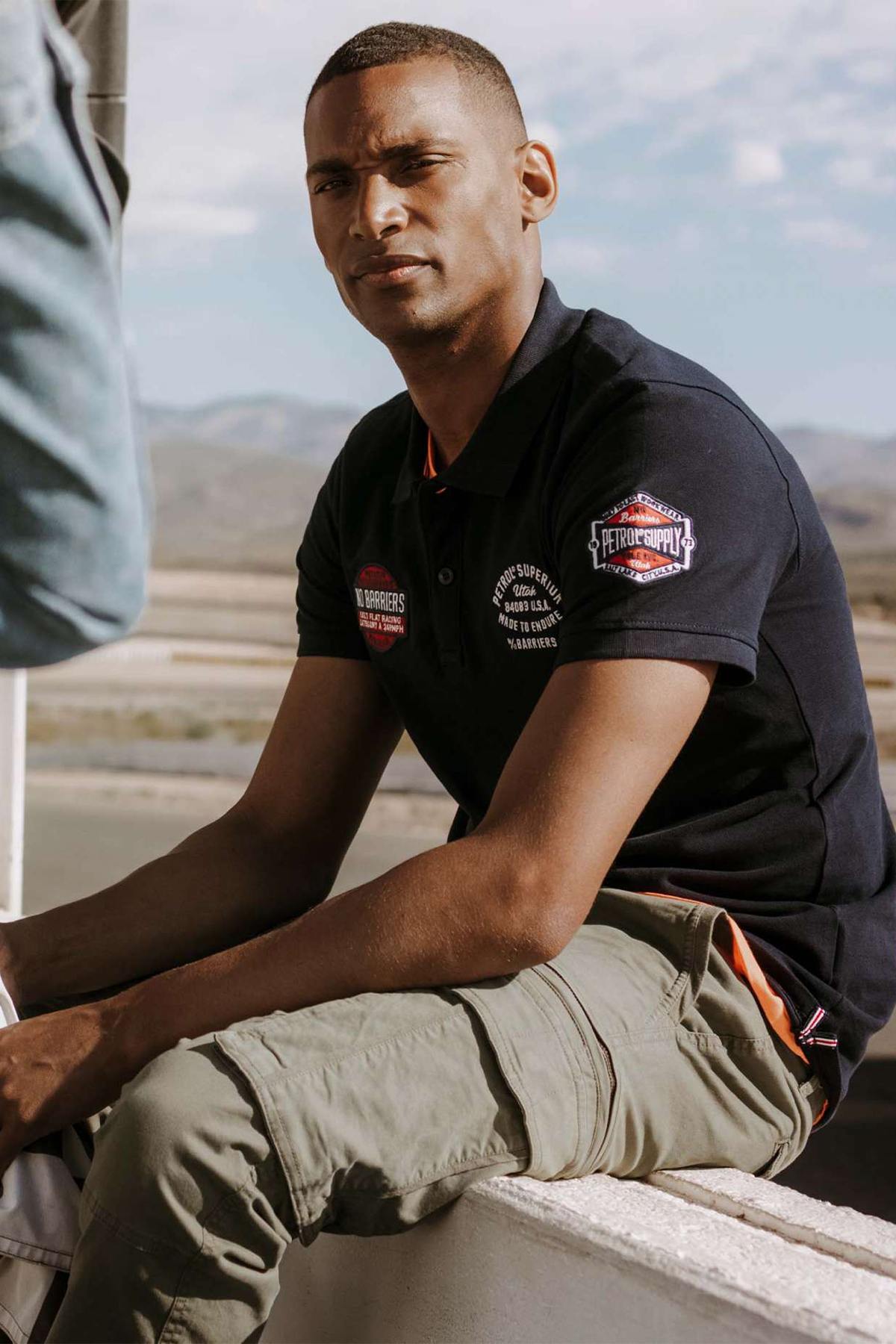 Dark blue sportswear polo shirt - Image n°1