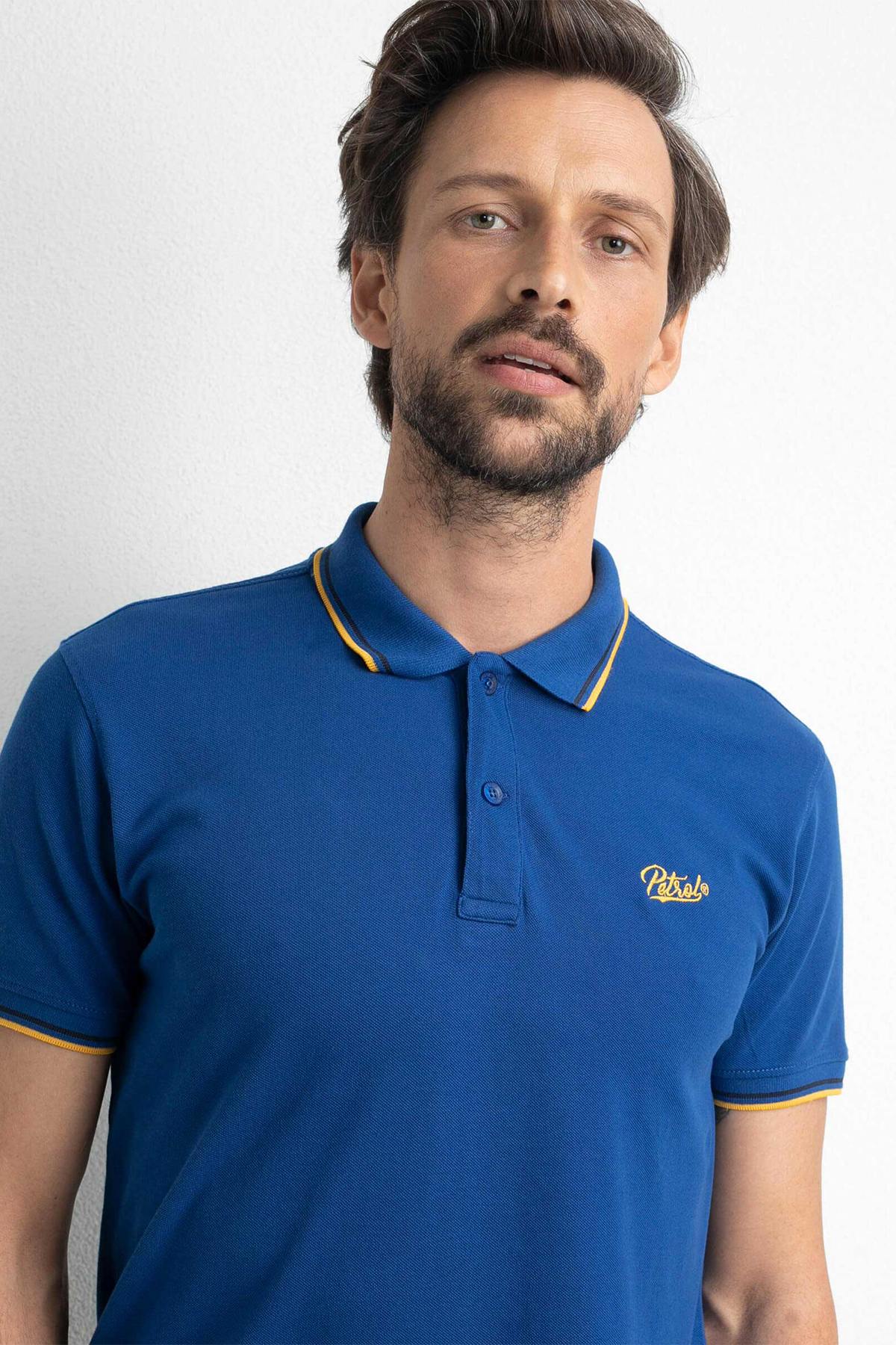 Royal blue men's polo shirt - Image n°4