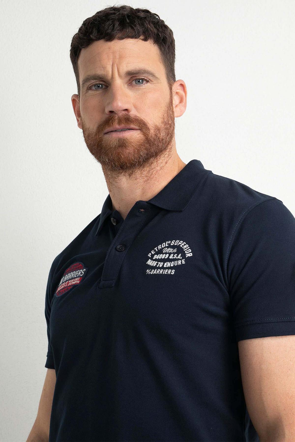 Dark blue sportswear polo shirt - Image n°5