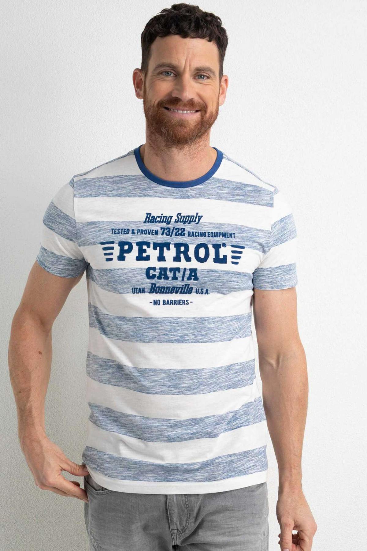 Men's blue and white striped t-shirt - Image n°1