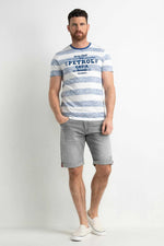 Men's blue and white striped t-shirt - Image n°3