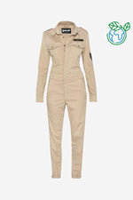 Women's beige military jumpsuit - Image n°2