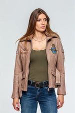 Spitfire pilot-style lambskin jacket in warm beige, soft and elegant. - Image n°2