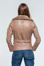 Spitfire pilot-style lambskin jacket in warm beige, soft and elegant. - Image n°3