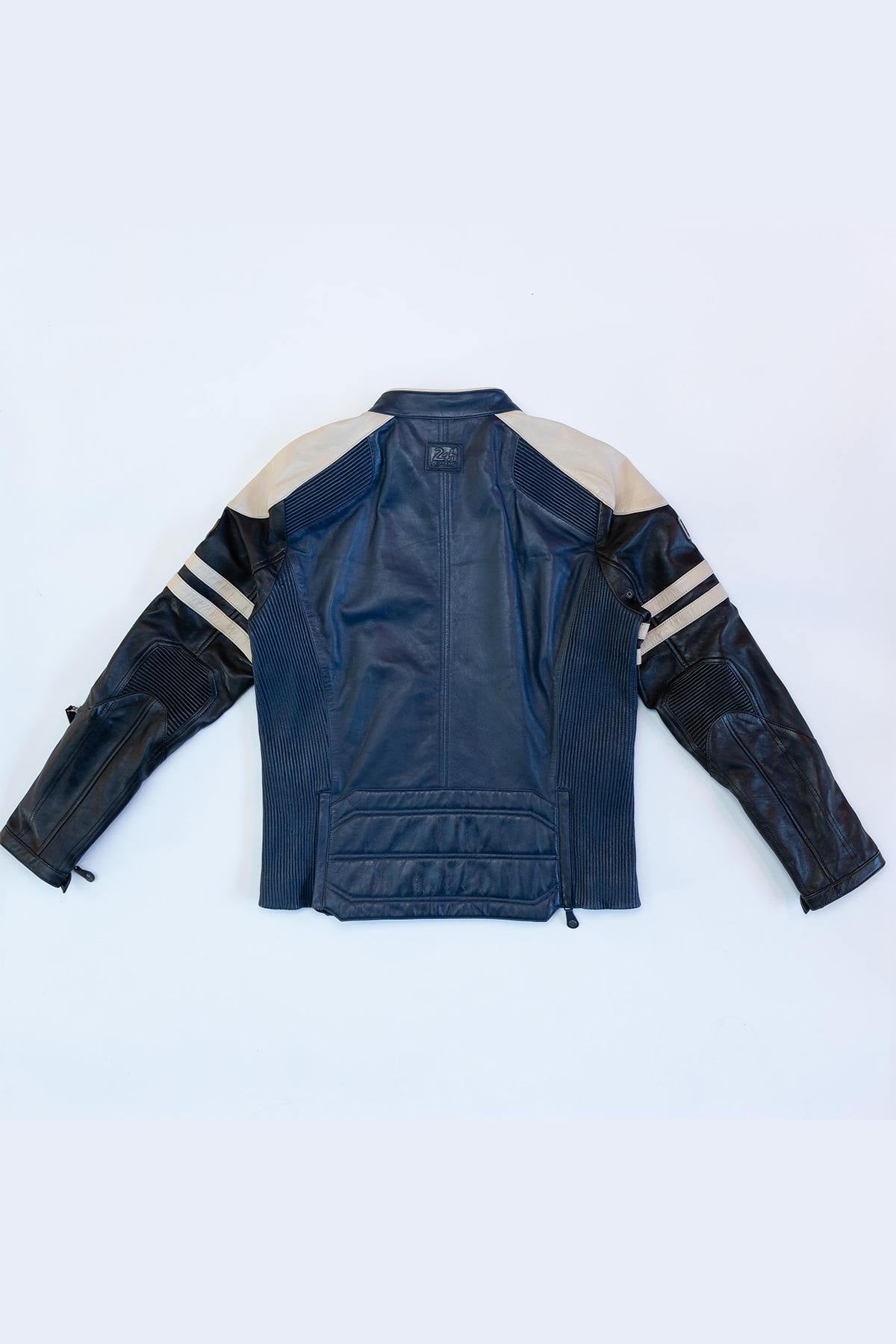 Sheep leather jacket in royal blue with striking colour contrasts. - Image n°8