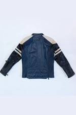 Sheep leather jacket in royal blue with striking colour contrasts. - Image n°8