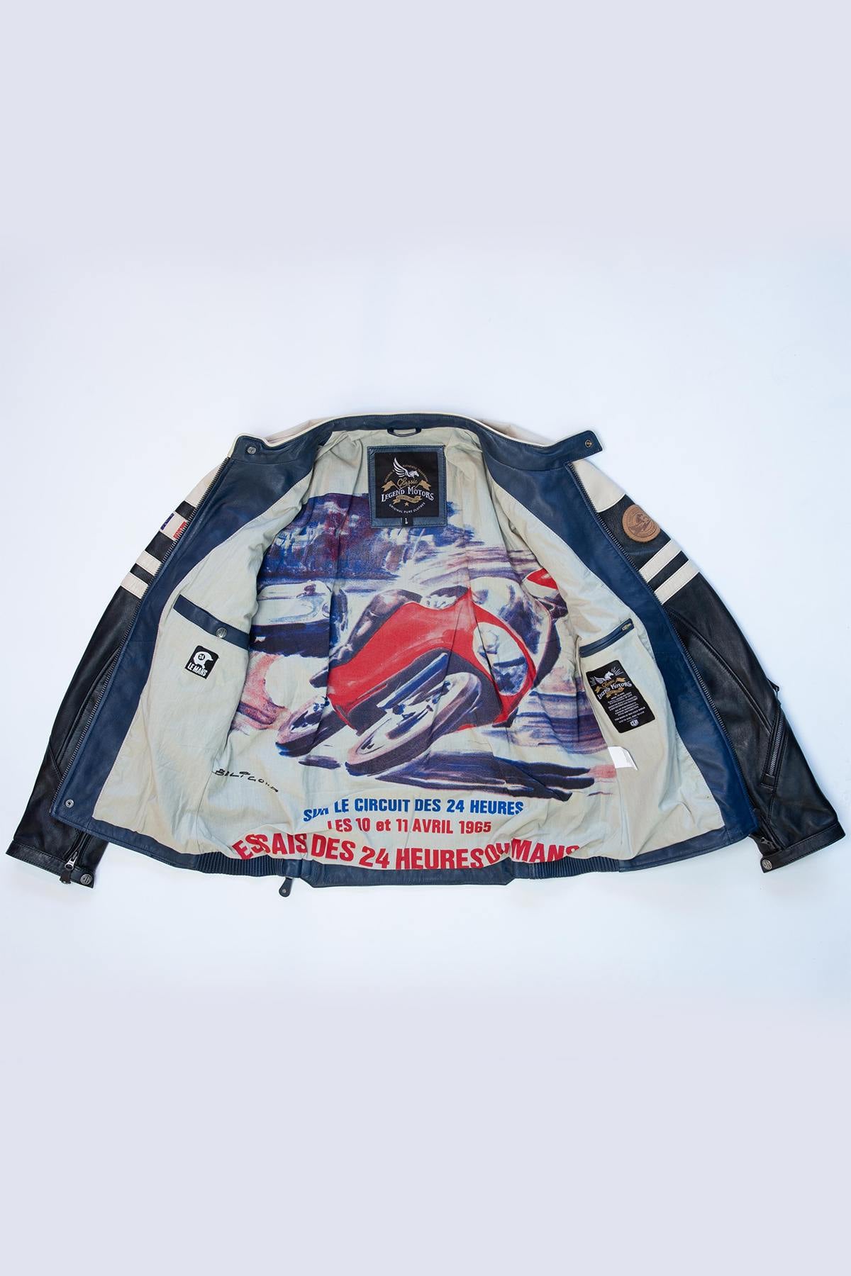 Sheep leather jacket in royal blue with striking colour contrasts. - Image n°5