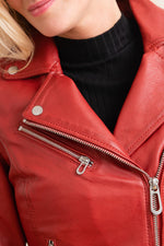 Red Leather Biker Jacket - Image n°8