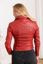 Red Leather Biker Jacket - Image n°6