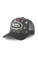 Black cap with printed patterns - Image n°1