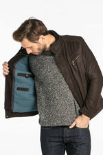 Maroon-brown cowhide jacket: regular fit, tapered waist, five pockets. - Image n°4