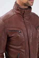 Daytona's lambskin jacket: glossy, biker style, removable lining. - Image n°4