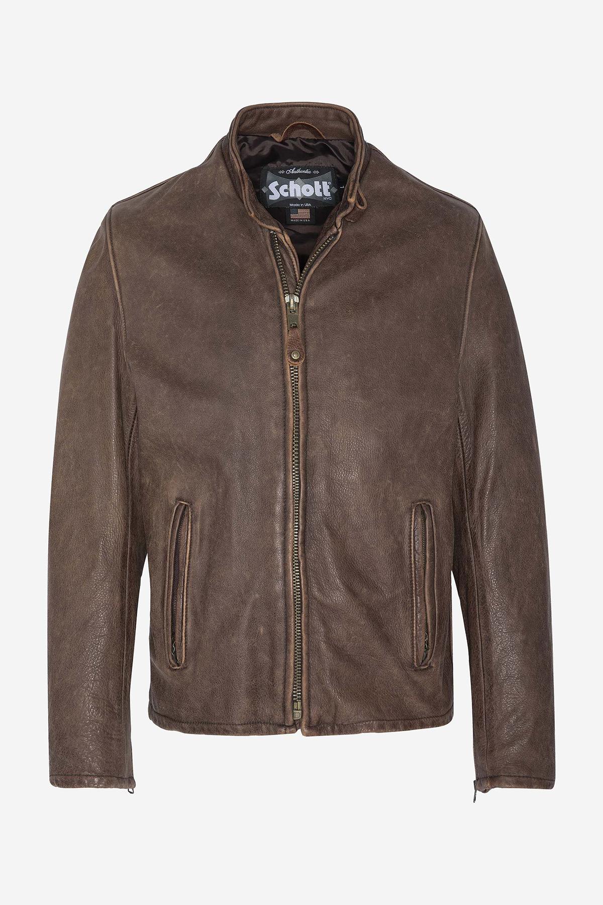 Brown vintage café racer style jacket - Image n°1