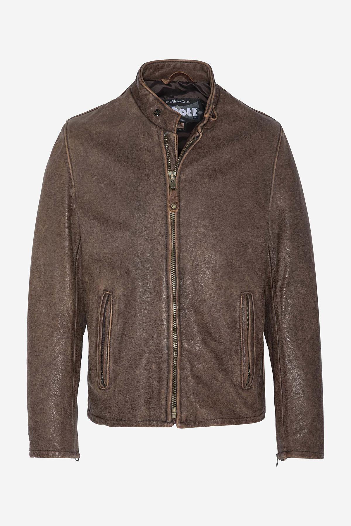 Brown vintage café racer style jacket - Image n°3