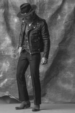 Cowhide leather biker Biker Jacket - Image n°6